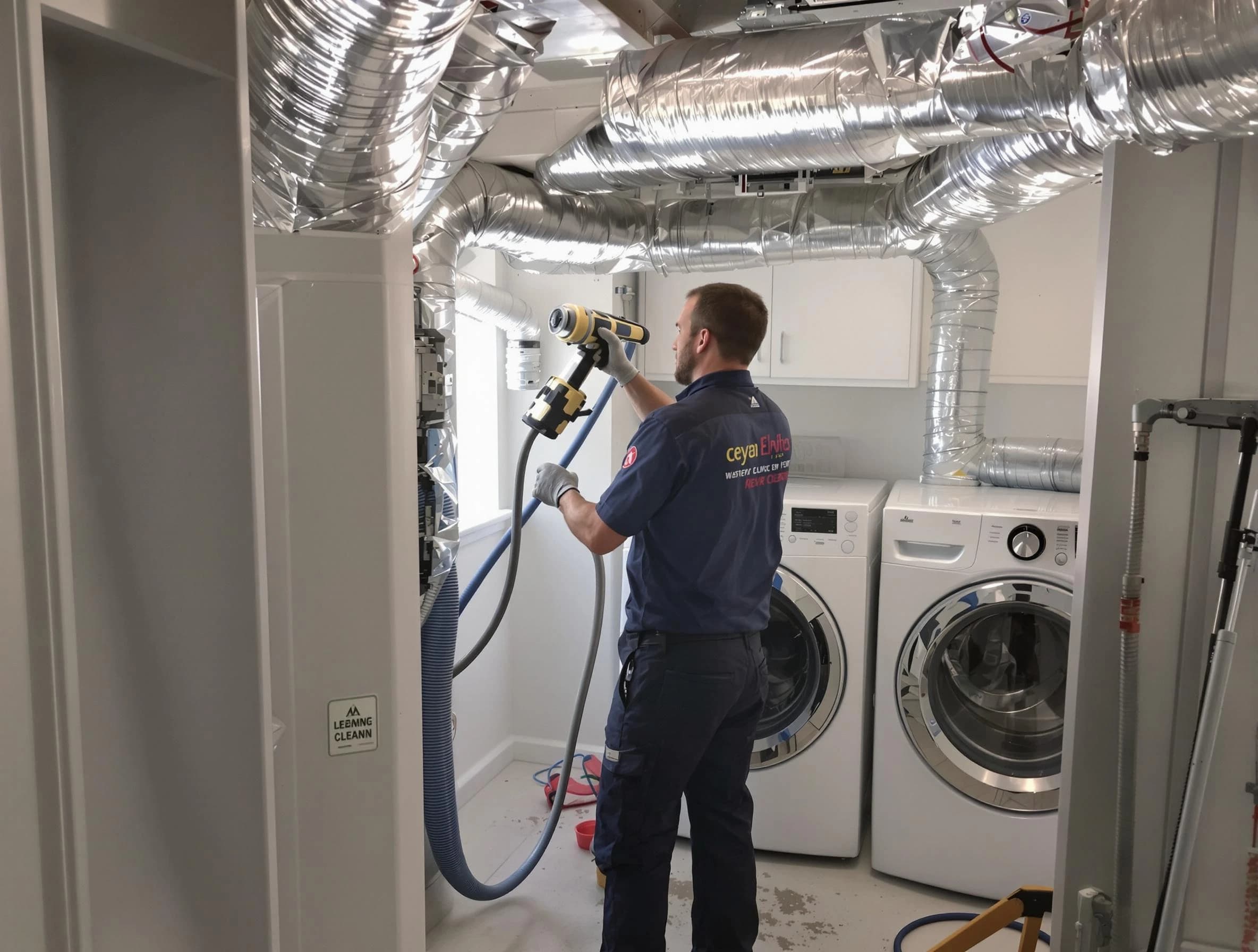 Garden Grove Dryer Vent Cleaning specialist using advanced equipment for thorough duct cleaning in Garden Grove